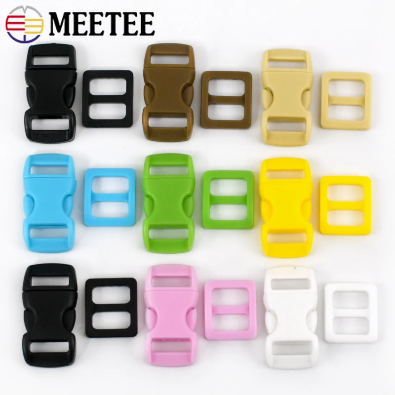 

10-40Pcs 10mm Plastic Backpack Buckle Quick Release Closure Buckles Tri-Glide Slider Ring Clasp Bag Bra Hooks DIY Accessories