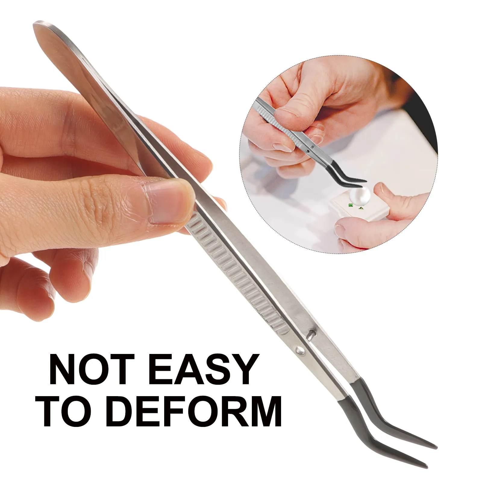2Pcs Stainless Steel Bent Tweezers Rubber Tipped Craft Jewelry Coin Stamp Collecting Multipurpose Tool Stamp Collector Tweezers - view 4