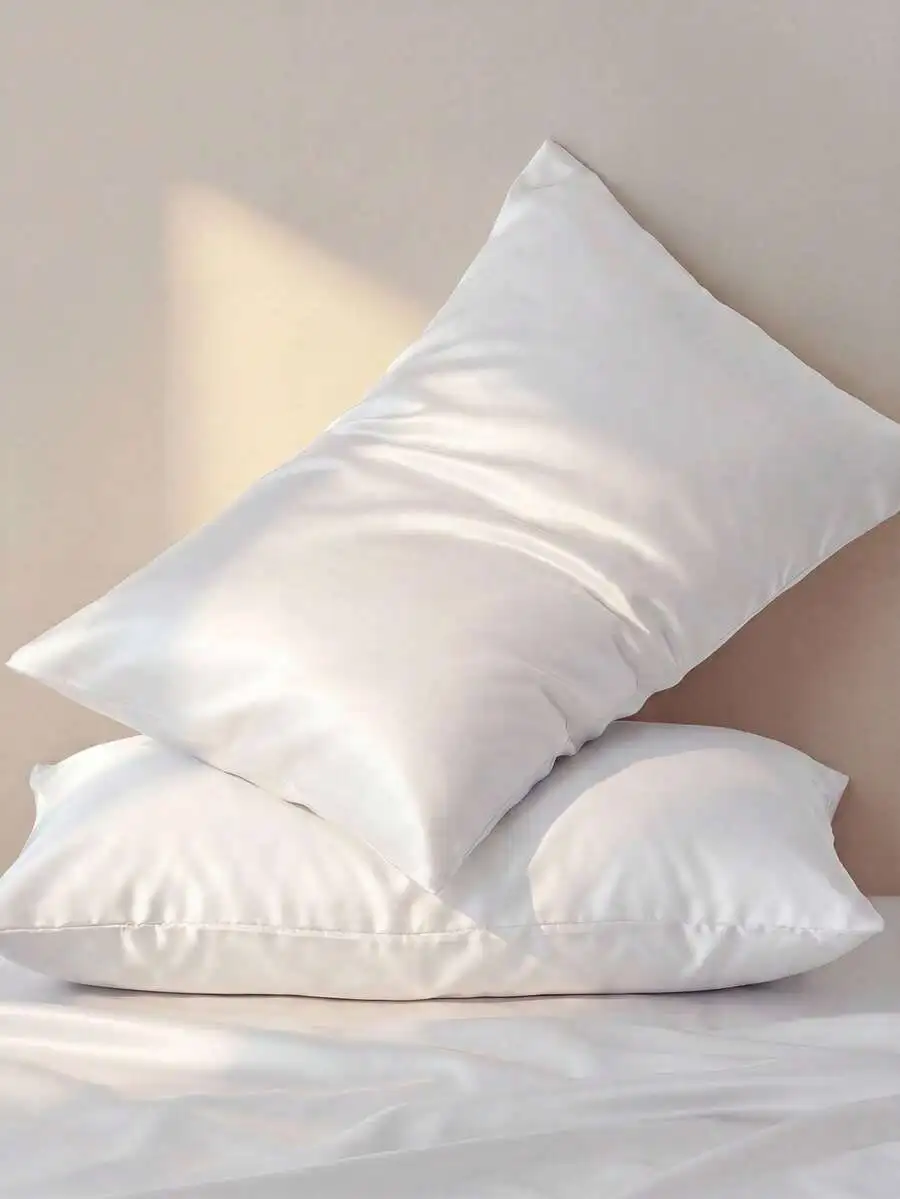 2pcs Satin Pillowcase Set, Soft & Breathable, Anti-Wrinkle, Gentle On Hair & Skin, Promotes Better Sleep. Envelope Closure, view 2
