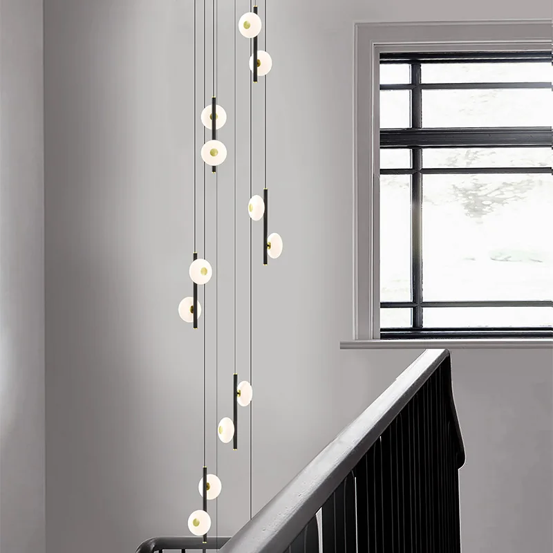 Nordic Designer Hanging Chandelier, teto Sala Pendant Lamp, Modern Exhibition Hall e Stairwell