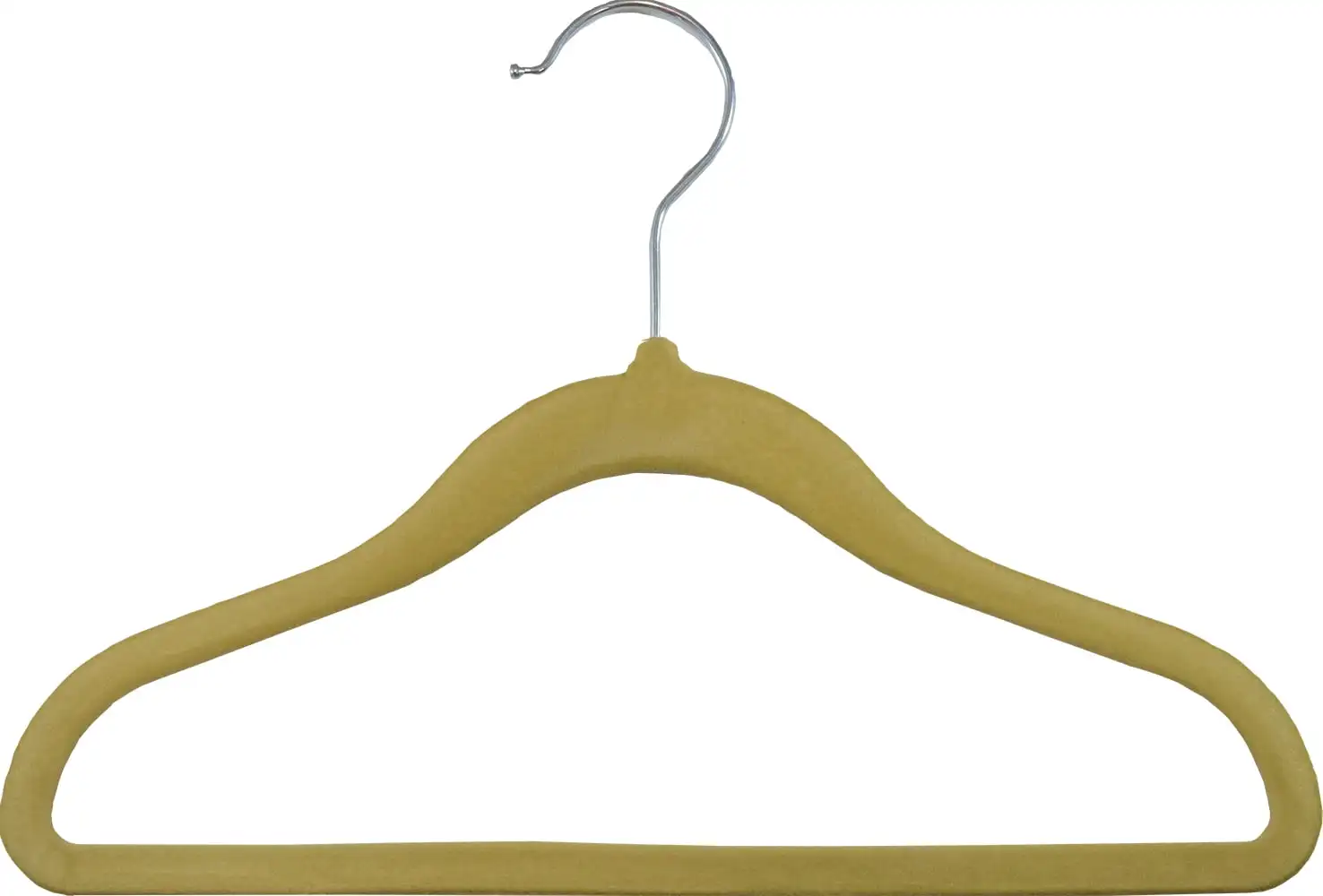 

Kid's 11 inch Tan Velvet Non Slip Suit Hanger for Tops and Bottoms, 100 Pack