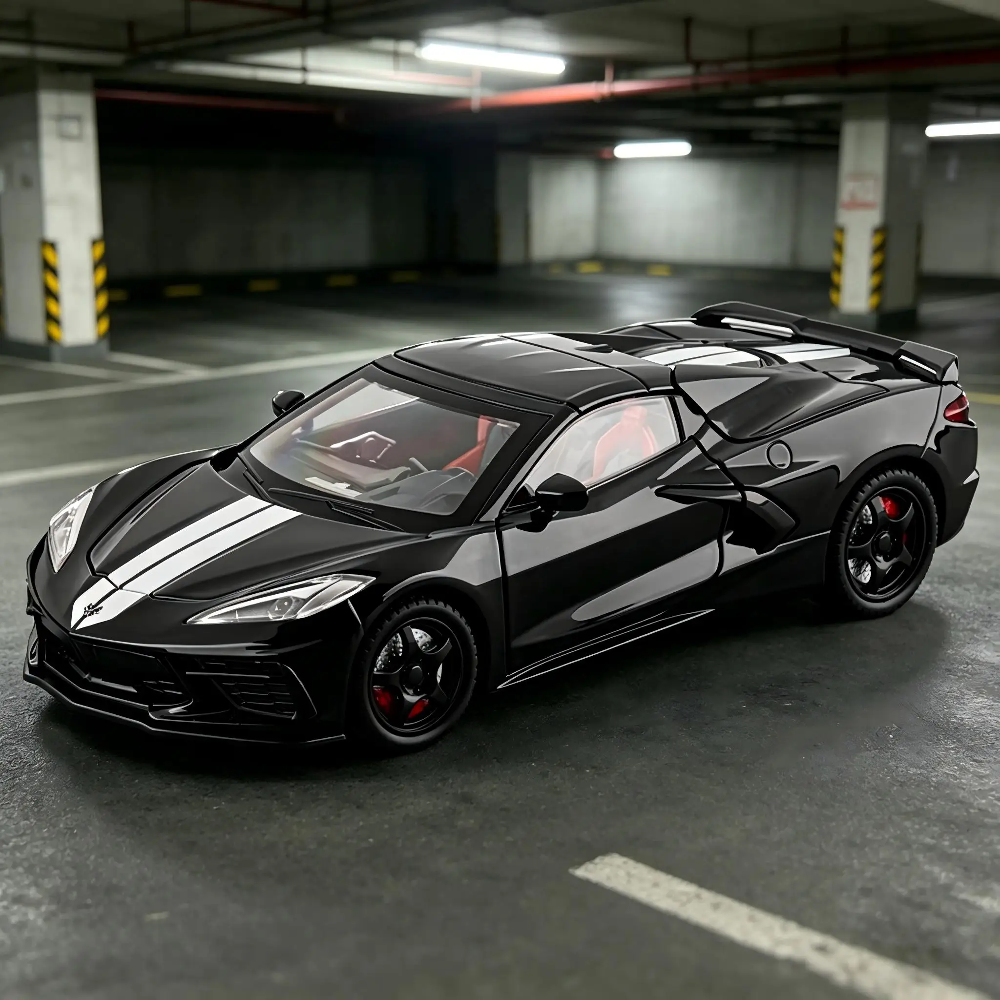 

1:22 simulation Chevrolet Corvette C8 alloy car model doors and engine hood, trunk can open rich in details, finely crafted