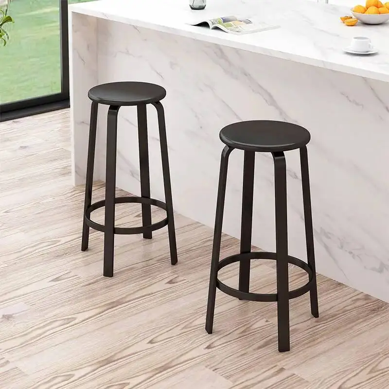 

Металлические табуреты-барные с круглым сиденьем — минималистичные функциональные сиденья для кухонного острова и домашнего бара