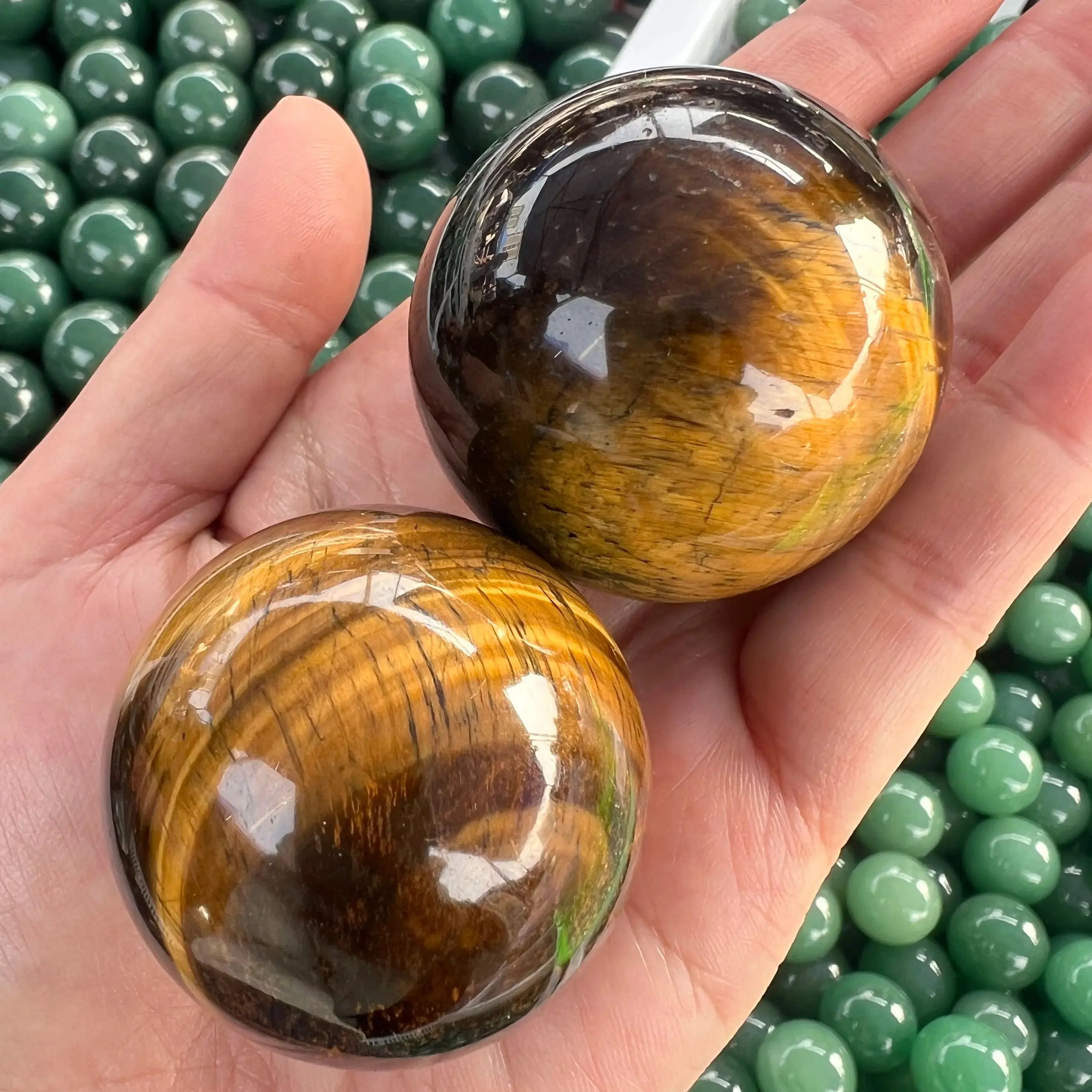Glossy Tiger Eye Ball Natural Crystal Ball Meditation Ability Home Office Decoration Holiday Gift
