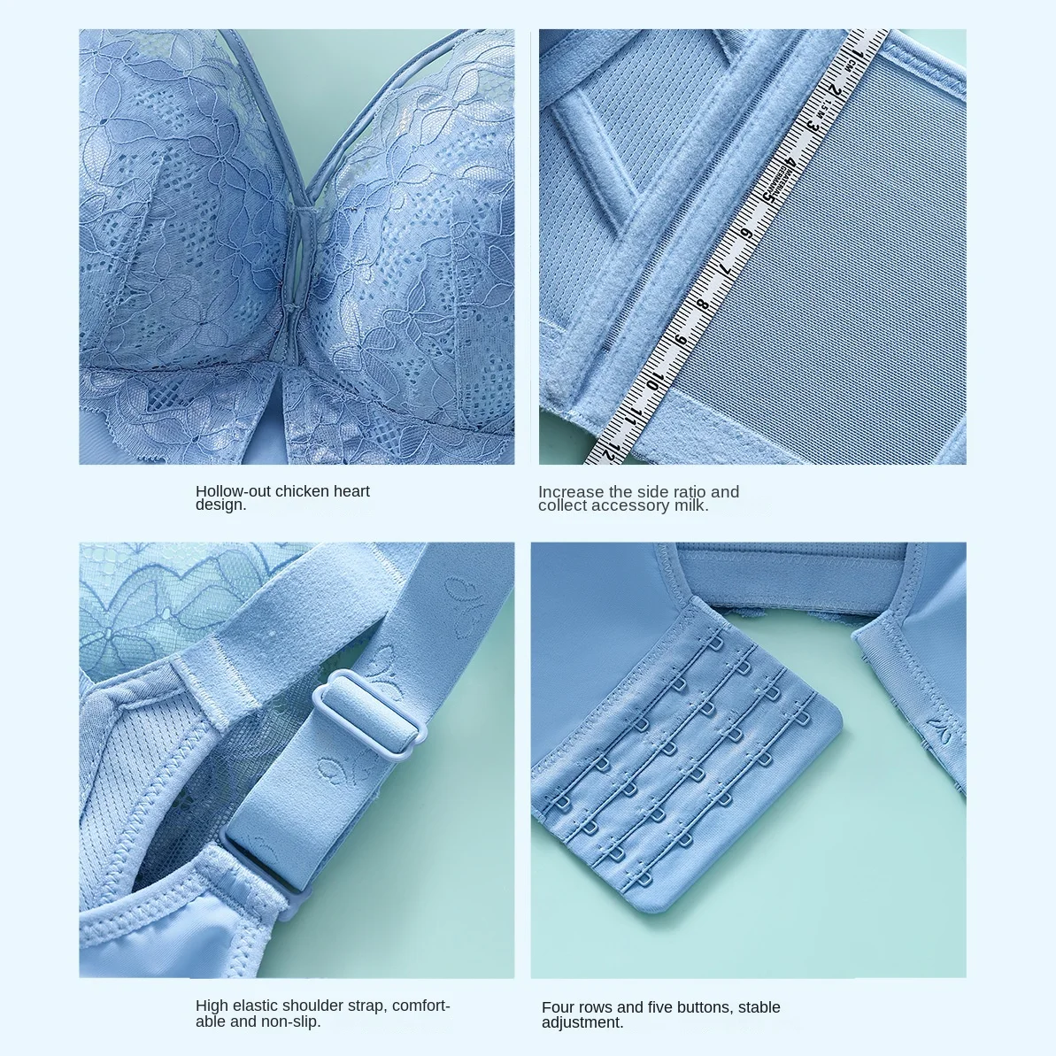 Large Size Thin Sexy Full Cup Underwear Women's Wireless Push up Adjustable Bra Sexy Lace Breast Holding Cover Free Shipping