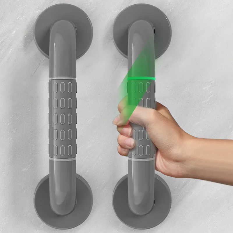 Anti‑Slip Textured Bathroom Grab Bar Wall‑Mounted Grey Safety Handrail Shower Bathtub Toilet Assist Support Handle