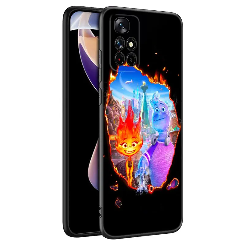 Disney Elemental Black Silicone Phone Case For Xiaomi Redmi Note 9 10 11 11S 11T 12 13 Pro 5G Plus 9S 10S 12S