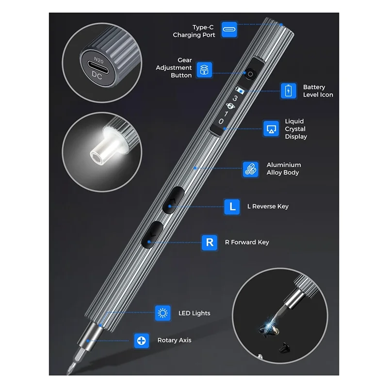 Mini Electric Screwdriver,58-In-1 Electric Screwdriver Kit With 48 Magnetic Bits, For Phone Watch Camera Laptop-A50M