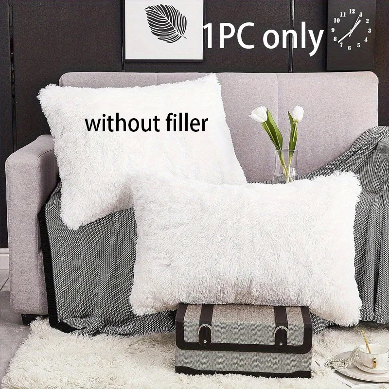 1pc Faux Fur Pillowcases , Velvet Super Soft and Cozy, Wrinkle, Fade, Resistant with Zipper Closure Bed Pillow Cases
