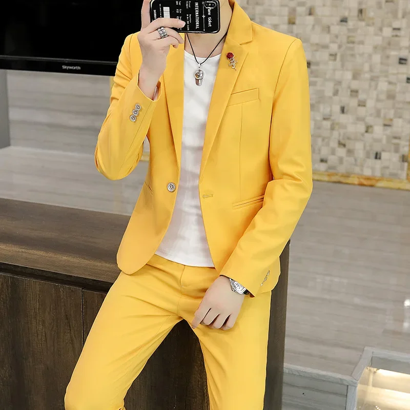 

2023 Men's Casual Suit Youth Autumn Handsome Work Solid Color Suit