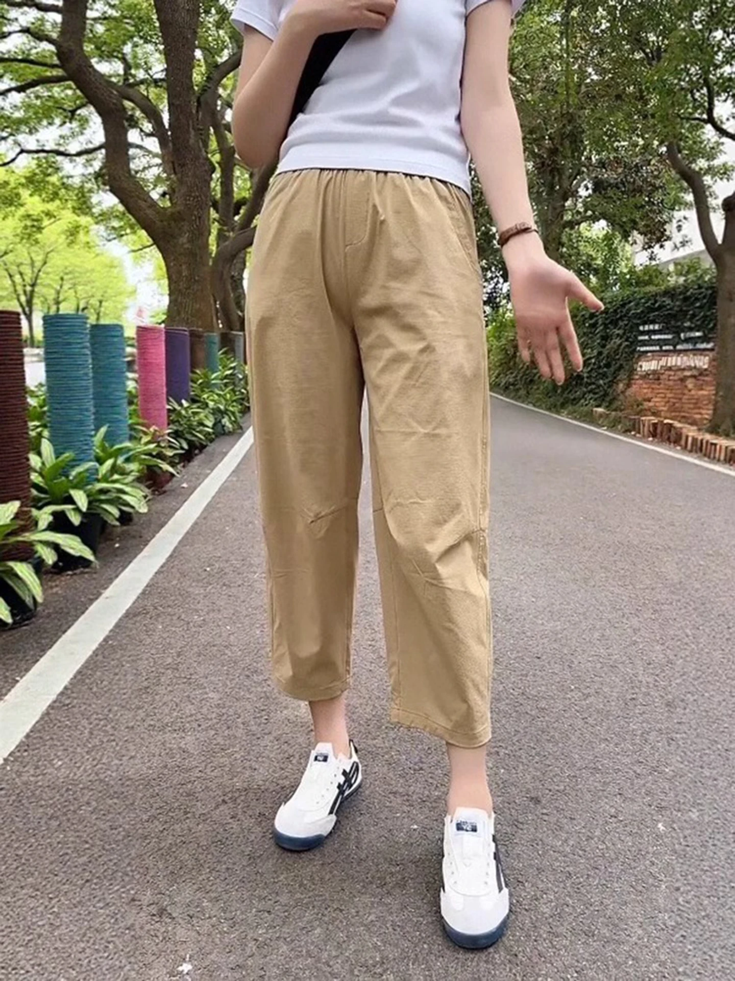 アイスシルク速乾スポーツパンツ レディース 夏新作 スリーハーラン 薄手 ナインポイントパンツ 大きいサイズ 梨体型体型向け