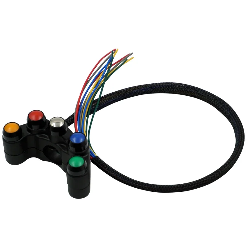 CNC Universal Aluminum 7/8" 22mm Handlebar Motorcycle Switches Horn Fog Headlight Hazard Brake ON-OFF Kill 5 Switch Buttons