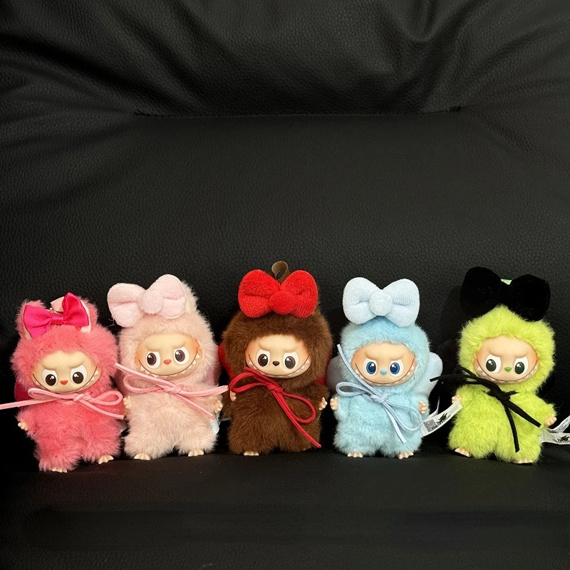 

4th Generation 10cm Mini Labubu 4.0 Doll Clothes Plush Outfit Set With Ribbon Bows Multiple Color Options