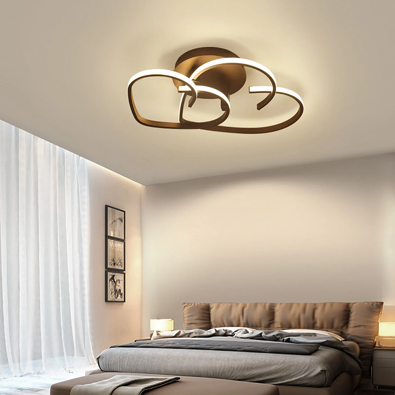 Heart-Shape LED Ceiling Lamp with Remote Control Dimmable Lighting 55*45*12CM