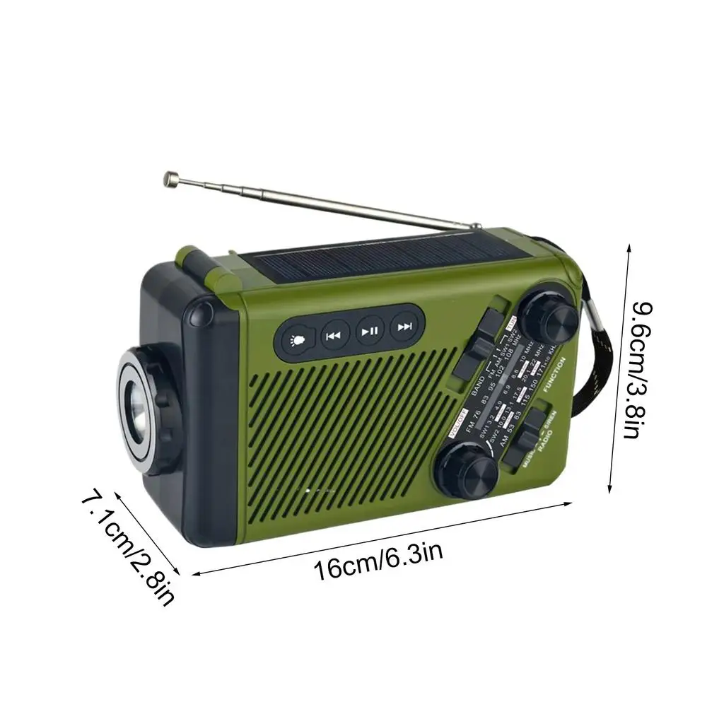 Portable Radio Portable Multifunctional Weather Radio Solar Powered Radio High-Sensitivity For Power Outage Hiking Storms