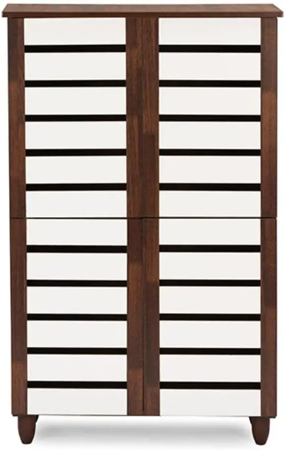 

Studio Wholesale Interiors Gisela Oak and White 2-Tone Shoe Cabinet with 4 Door