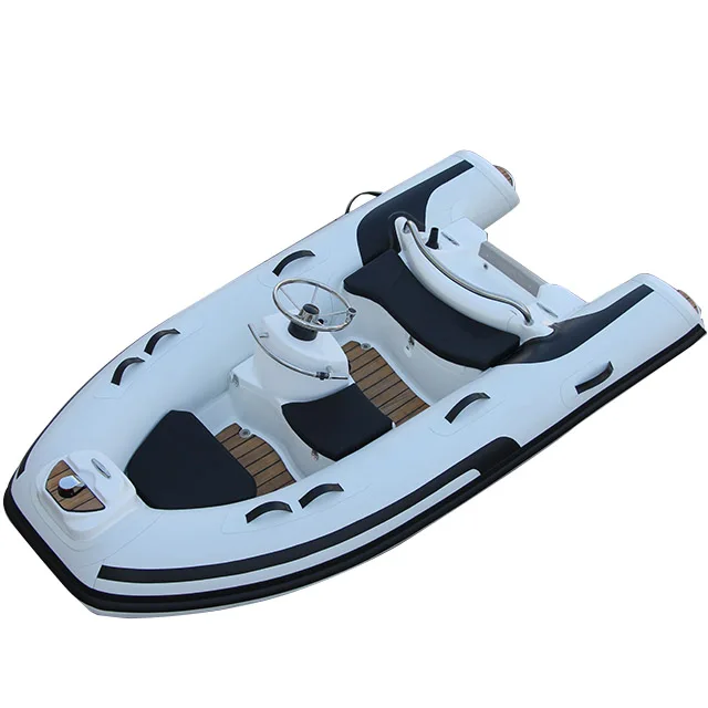 4-Person Inflatable Fishing Boat 1.2mm PVC with Fiberglass Rib for Lake Sports Racing Surfing/Diving & Rivers