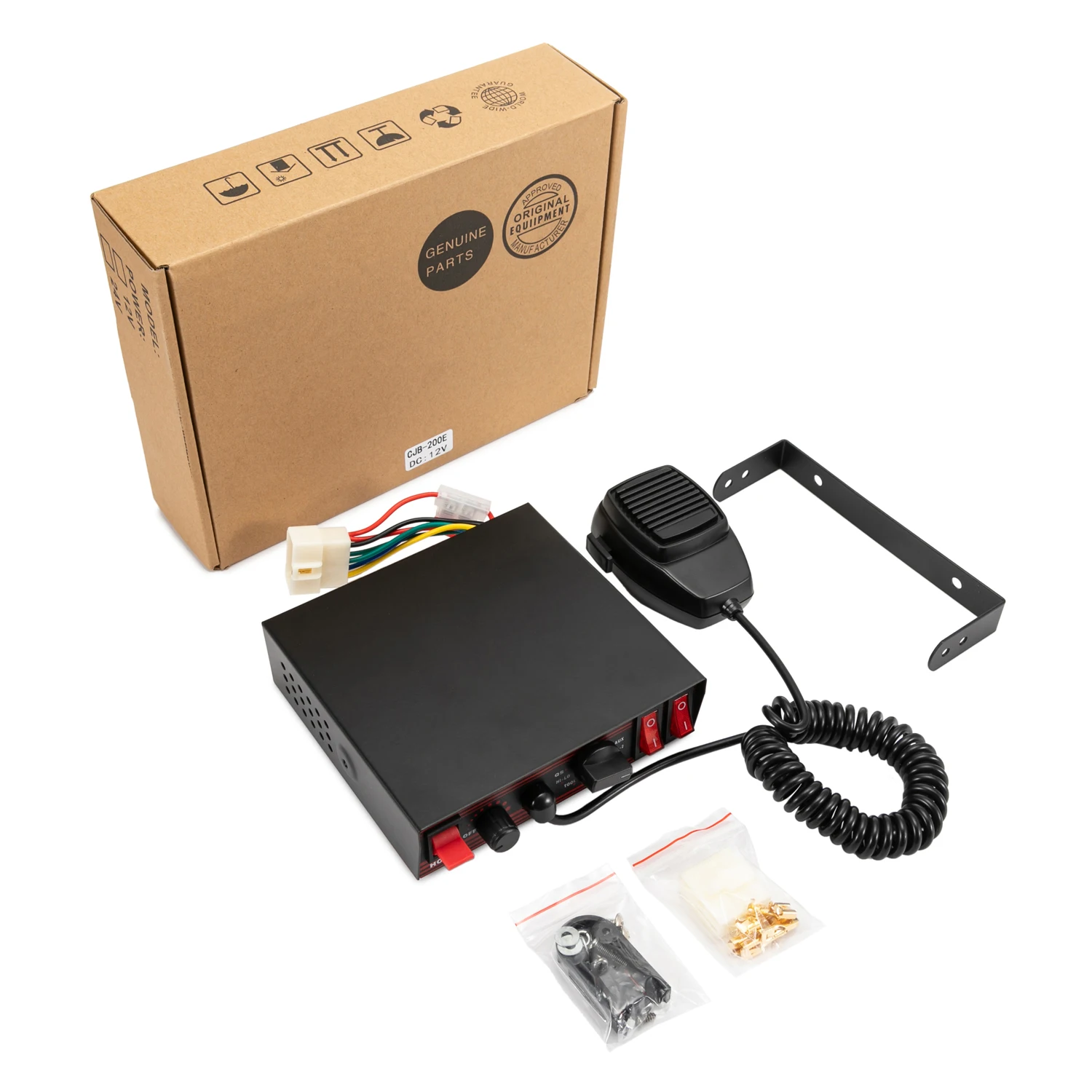 200W Electronic Siren Amplifier with 20 Tones 12V Truck Alarm System Made of Durable Plastic