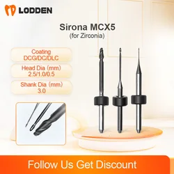 Dental Materials Sirona MCX5 Zirconia Milling Burs D3 Diamond Grinding Drill Coating DCG/DC/DLC for Sirona MC X5 Milling Machine