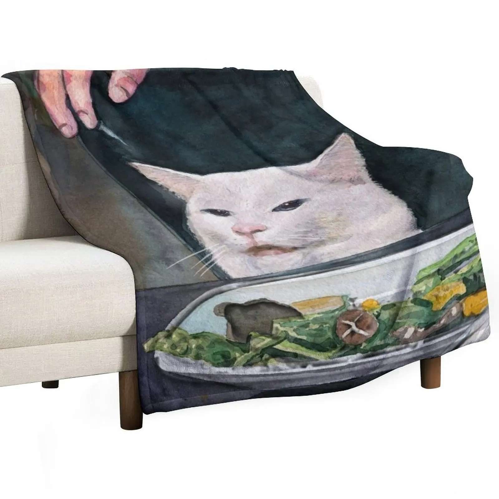 

Woman Yelling at Cat Meme-2 Throw Blanket Blankets Sofas Of Decoration blankets and throws Personalized Gift wednesday Blankets