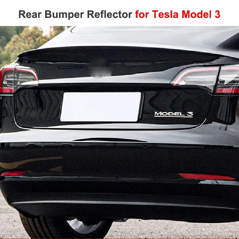 for Tesla Model 3 Rear Bumper Reflector Brake Light Left Right Rear Fog Reflex Tail Warning Strip Lamp Model3 2023 Accessories