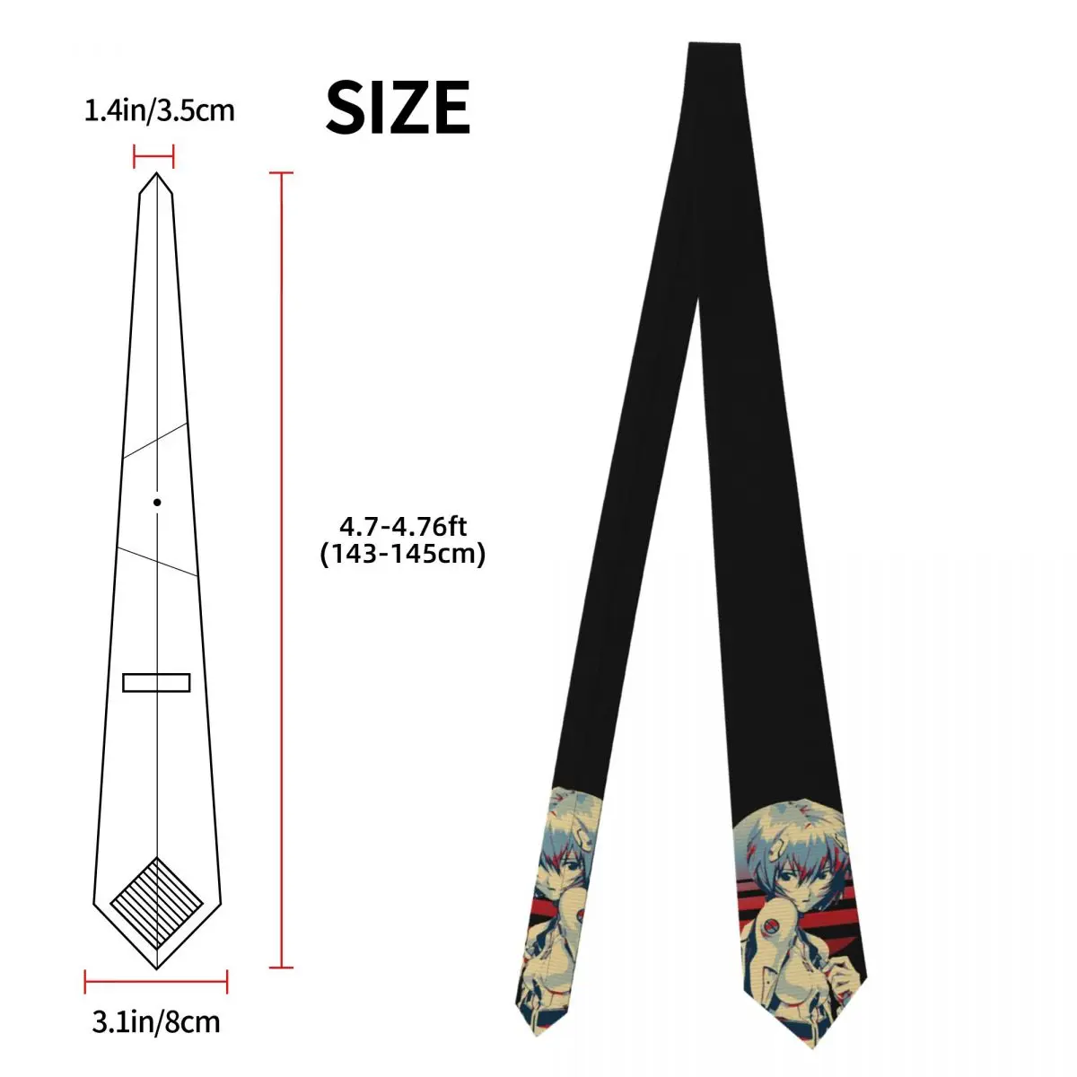Rei Ayanami Klassische Krawatten, Unisex, Seide, 8 cm, klassisch, Japan, Manga, Anime, Krawatte für Herren, Anzüge, Accessoires, Krawatte, Hochzeit, Büro