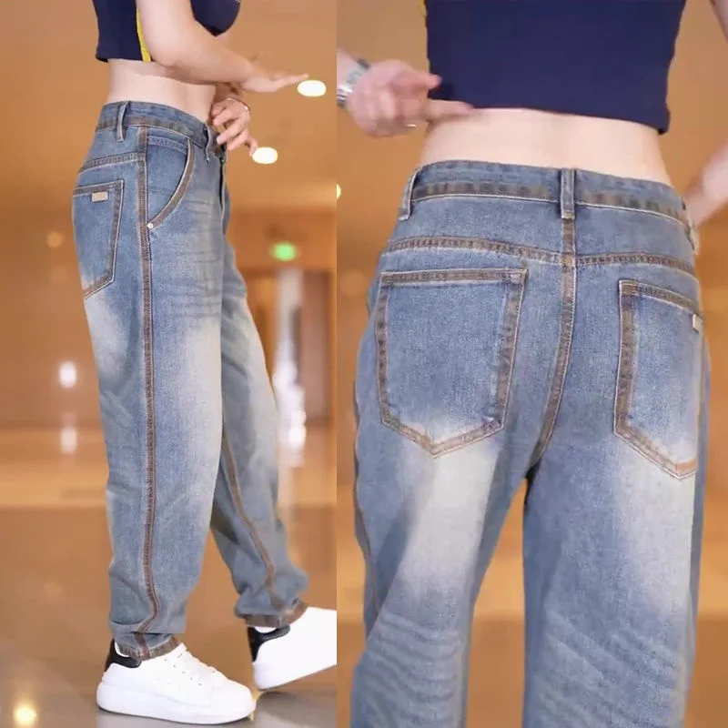 

Retro Distressed Wide Leg Jeans Men Women Loose Straight Heavy Washed American Style Casual Fashion Urban Jeans
