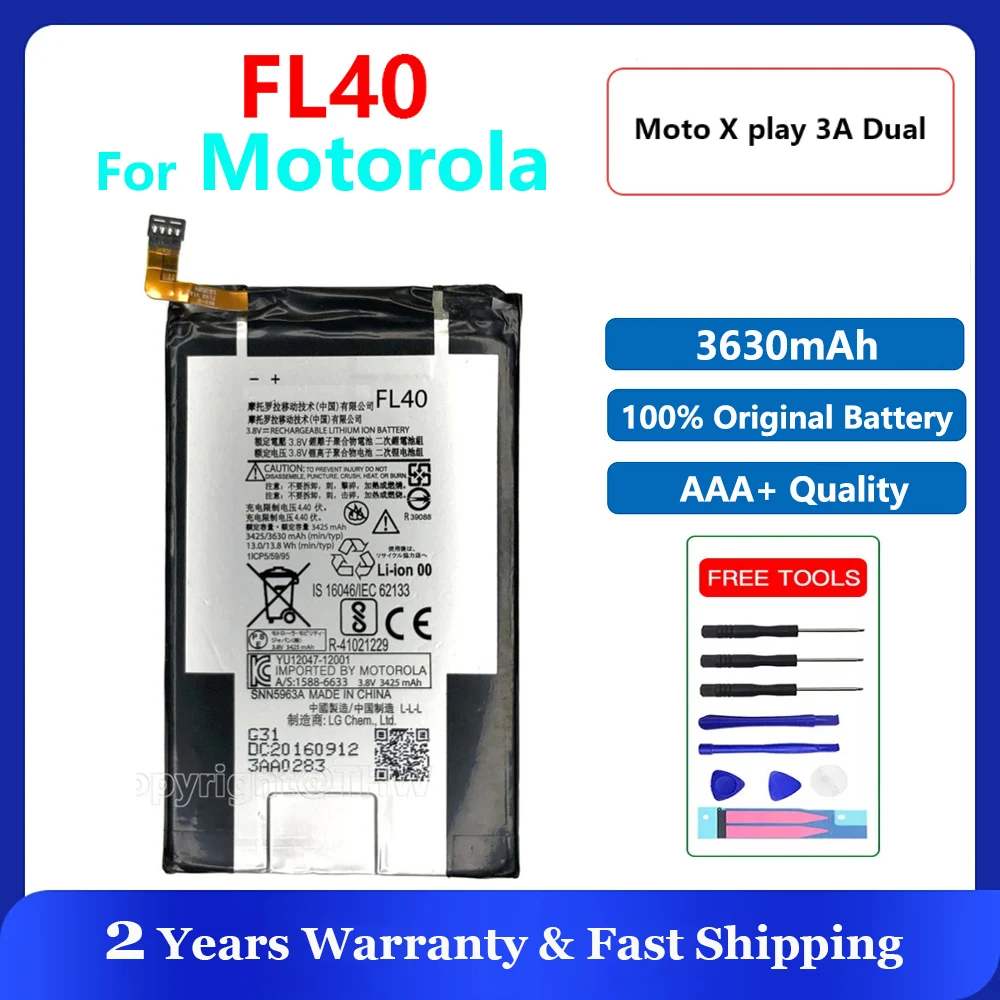 100% New Genuine 3630mAh FL40 Battery For Motorola moto X play 3A Dual XT1543 XT1544 XT1560 XT1561 XT1562 XT1563 XT1565