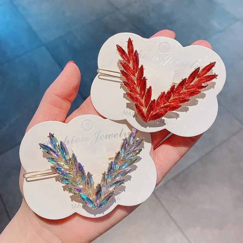 الفاخرة الساطع كريستال مشبك شعر للنساء الكورية V شكل مشبك دبابيس الشعر الفتيات إكسسوارات الشعر أغطية الرأس موضة الحلي هدية