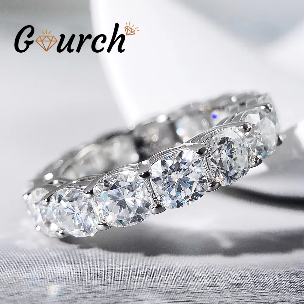 

Gourch 0.6CT 5mm Moissanite Ring S925 Sterling Silver Classic Sparkling Luxury Fine Jewelry for Women's Wedding Engagement Gifts