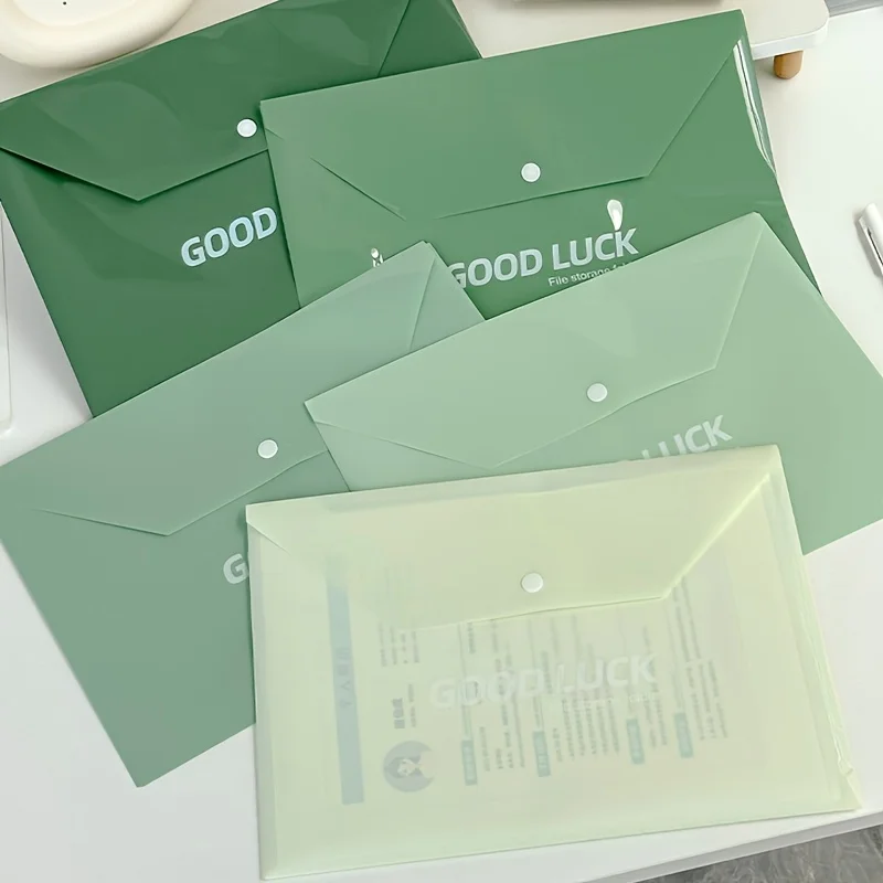 5pcs Snap Button File Bag Durable Document Pouch Organizer Office School Home Papers Receipts Certificates Stationery Supplies