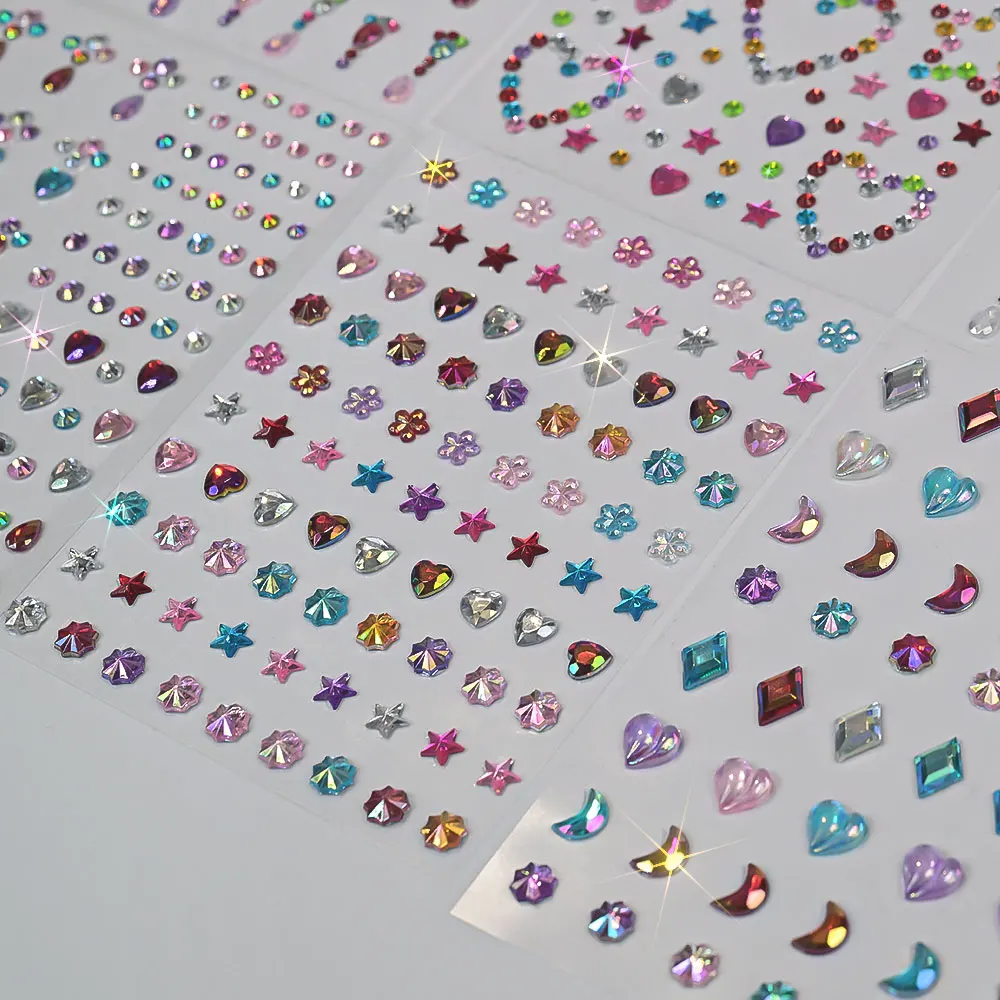 1Pcs 3D Gesicht Diamant Tattoo Aufkleber Stern/Herz/Schmetterling Strass Tattoos für Festival Musik Körper Augen make-up DIY Dekorationen & – Detail 4