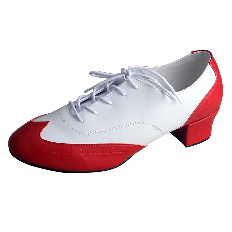 

Wedopus Customized Sole 4.5CM White and Red Latin Dance Shoes for Men Lace-up Cuban Heel Dancing Shoes Men 45