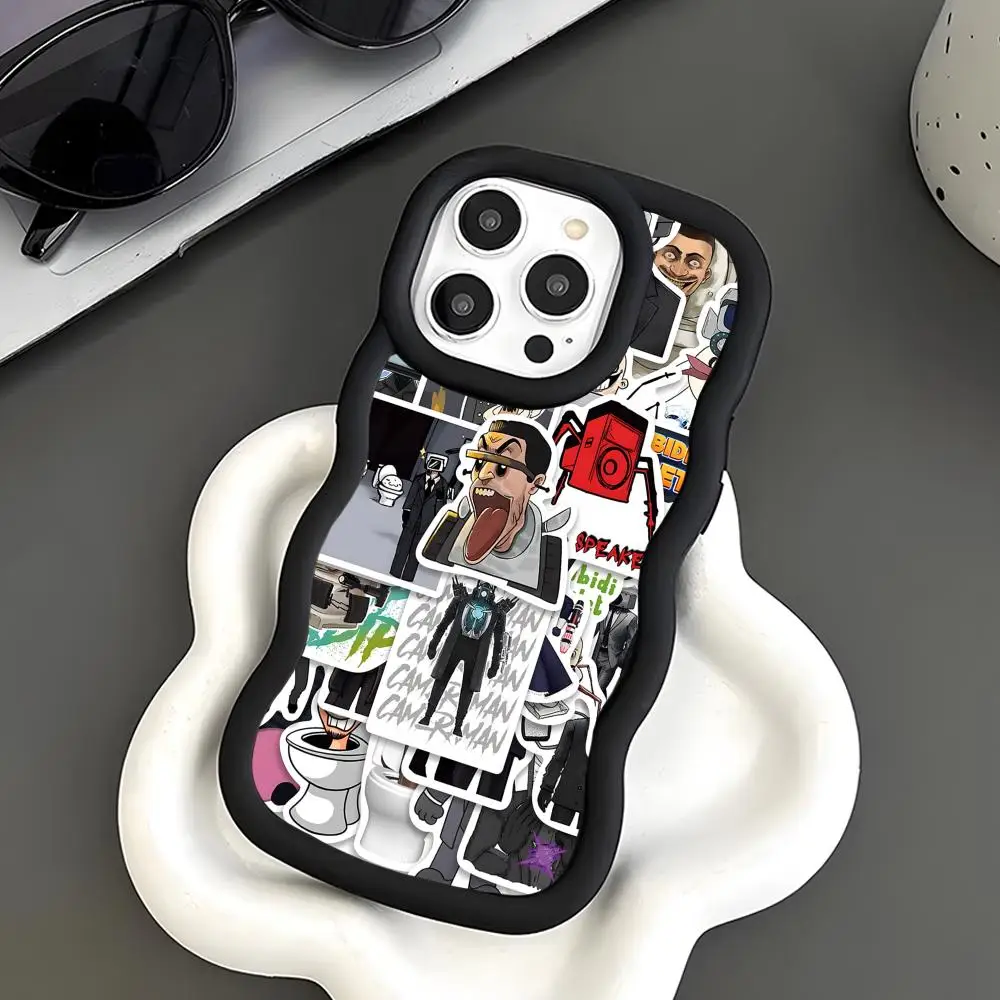 

Skibidi Toilet TV Camera Man Phone Case for iPhone 17 16 15 14 13 12 11 Air Pro Max Plus Black Soft TPU Wavy Edge Cover