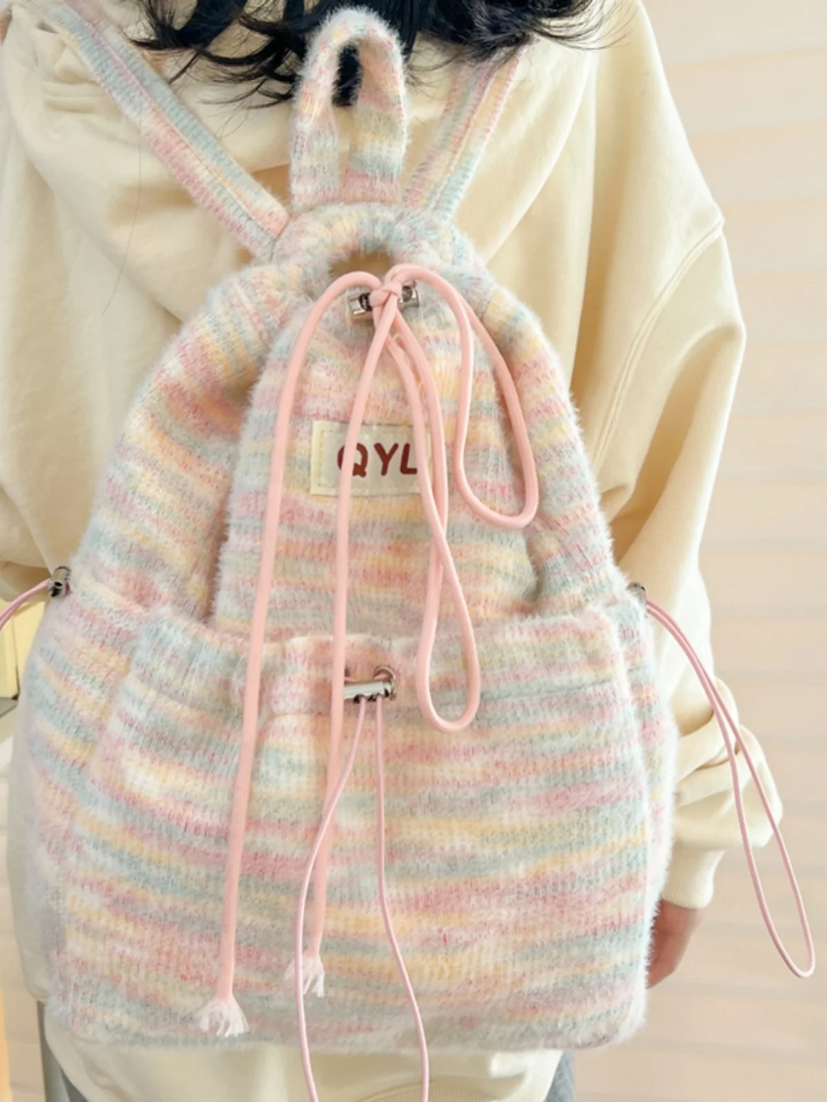 

Furry Plu Bapa for Women Large Capaci Autumn Winter Double oulder Bag Sweet Cool Sle School Bag Commuter Soft Fabric