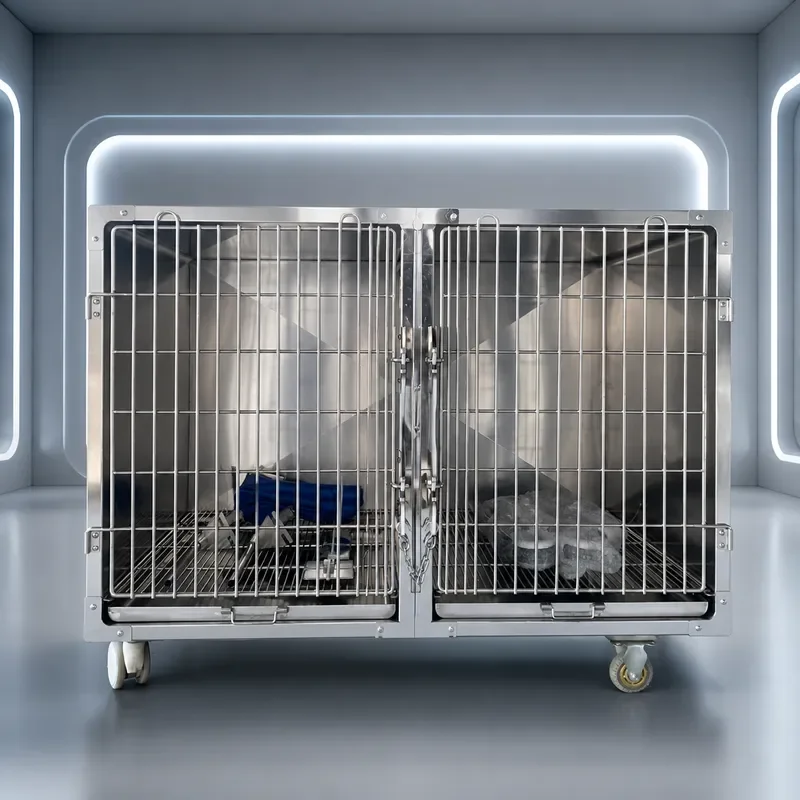 Stainless Steel Pet Hospital Cage Single Double Layer Oxygen Therapy Infusion Unit Constant Temperature Dog Cat Recovery