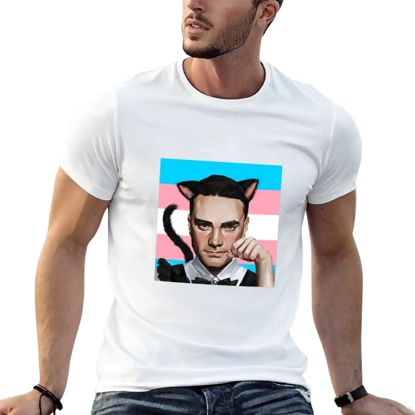 New Ben Shapiro Catboy maid Trans pride flag T-Shirt sweat shirt anime Short sleeve Men's clothing