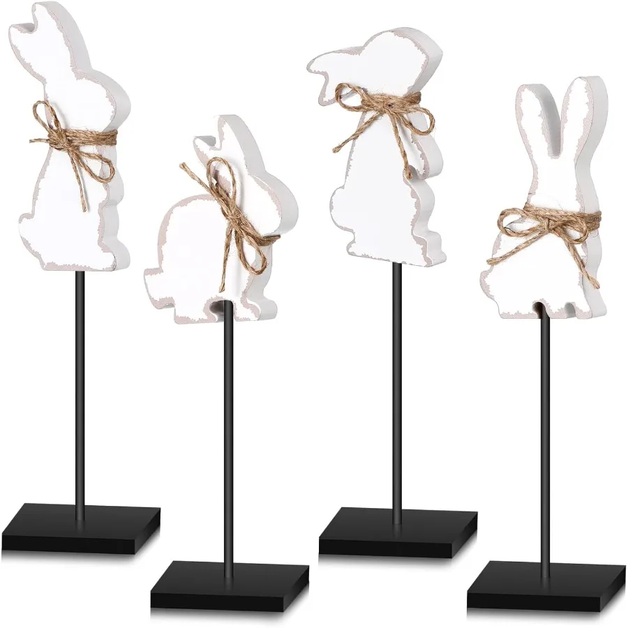 부활절 스탠딩 테이블 장식 나무 토끼 계란 토끼 테이블탑 장식 부활절 높이가 있는 다층 트레이 장식 블록 사인 클래식 러스틱