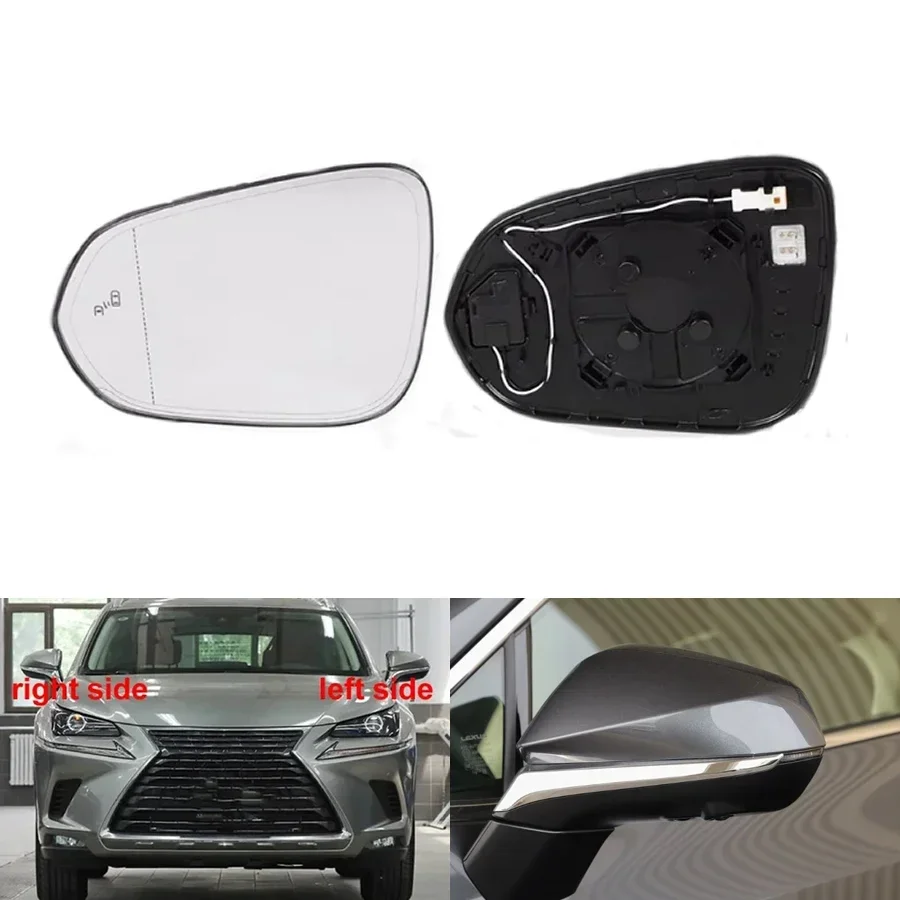 Car Mirrors For Lexus NX NX200 NX300 2015-2022 Auto Side Mirror Lens Rearview Reflective Lenses Glass with Heating Blind Spot