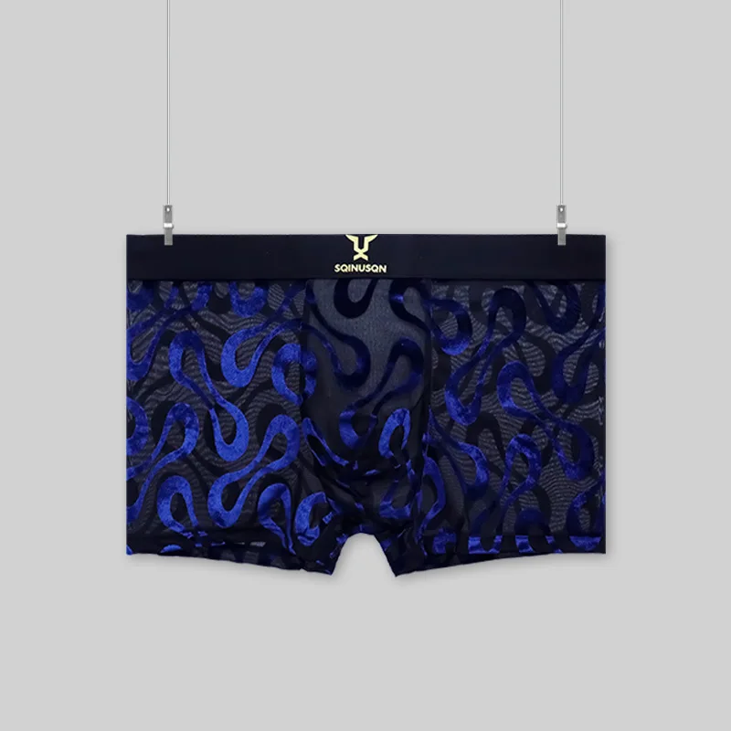 Premium Satin-Netz Herren-Boxershorts mit Wildem Leopardenmuster, Kühlende Eisseide, Atmungsaktive Komfortable Tägliche Sport-Unterwäsche