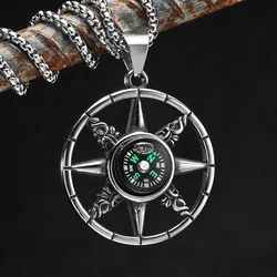 North Star Compass Necklace Men Rudder Pendant Chain Punk Hip Hop Boy Male 316L Stainless Steel Jewelry Creative Gifts Wholesale