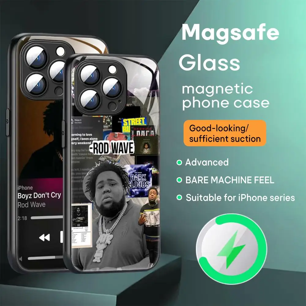 Rod Wave Rapper Phone Case For iPhone 15 14 13 12 11 X XR XS XSMAX 8 7 Plus Mini Pro Max Glass Magnetic Phone Case