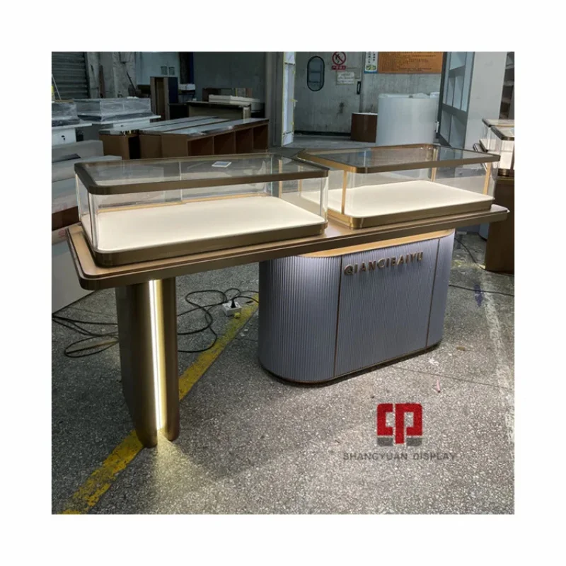 custom.Modern Luxury Jewelry Display Glass Cabinet With Electronic Lock Custom Metal Stainless Steel Jewelry Showcase Manufactur