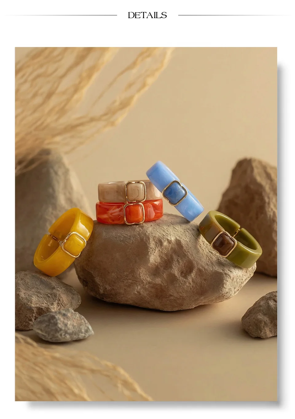Yhpup 63mm Wasserdichtes Harz-Acryl Mode-Armband 2026 Helle Farbe Sommer Edelstahl Statement-Schmuck Accessoire – Detail 8