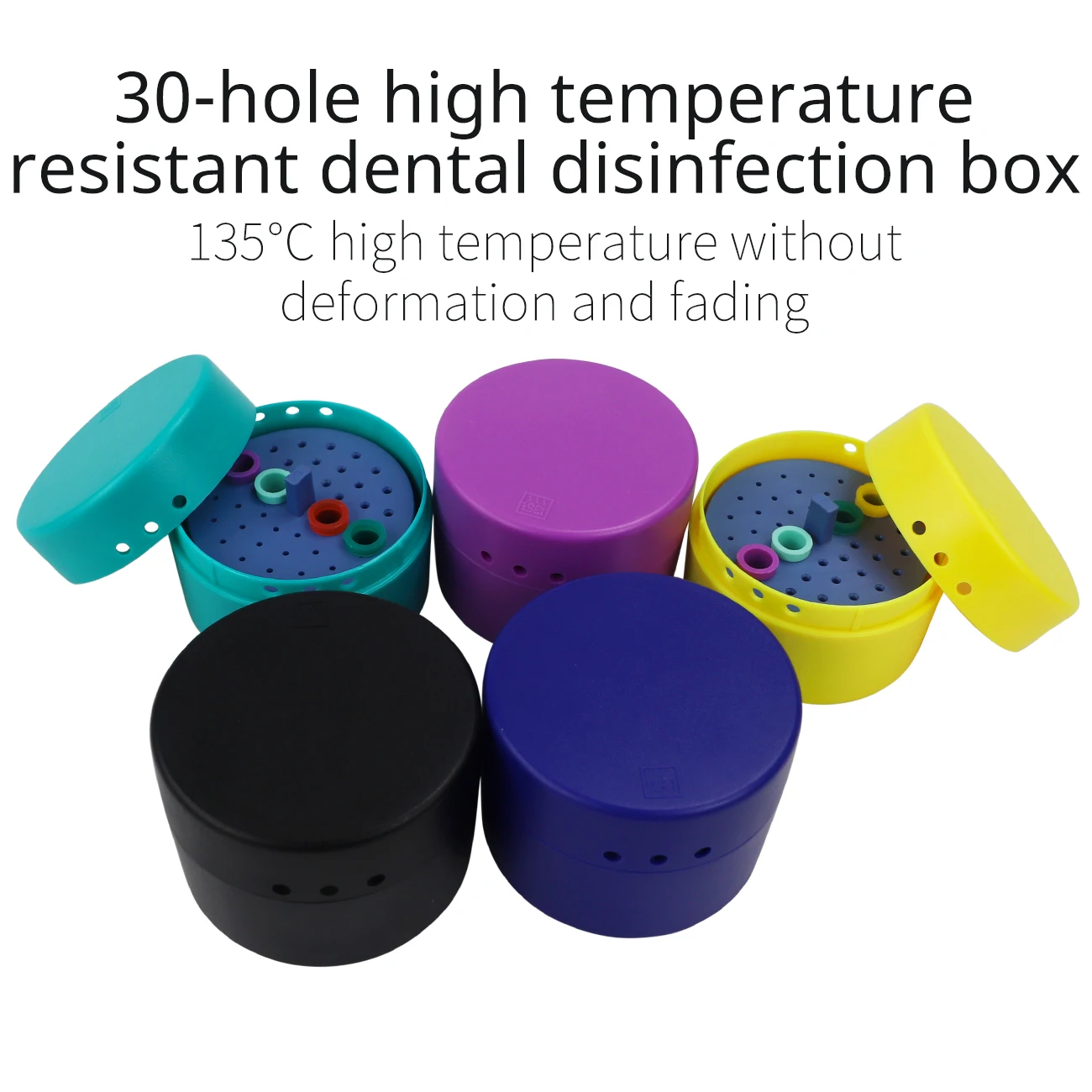 Black/Purple/Blue/Yellow Colors Dental Sterilize Plastic 30 Holes Endo Box Endodontic Box Autoclavable Box Carbide Burs