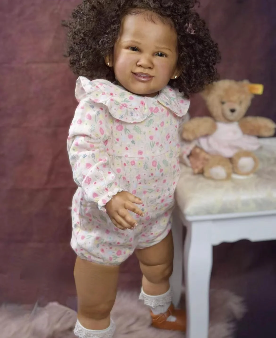 

FBBD Customized Limited Supply 70cm Reborn Baby Renata Dark Skin With Curly Hair Already Finished Doll Christmas Gift