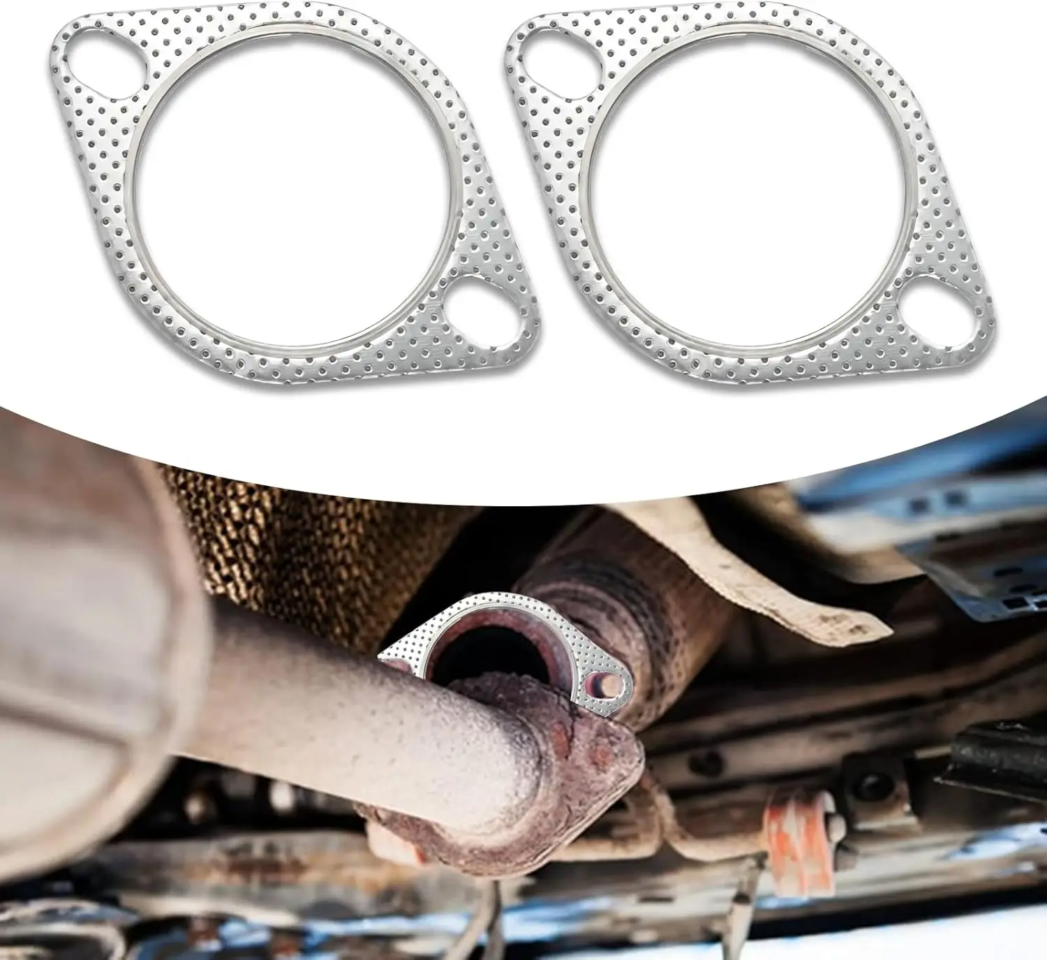 

Universal Exhaust Repair Kit 1/2PCS 2.5Inch Catalytic Converter Flange Gasket 2 Bolt Seals Fits Car Models 120063100002