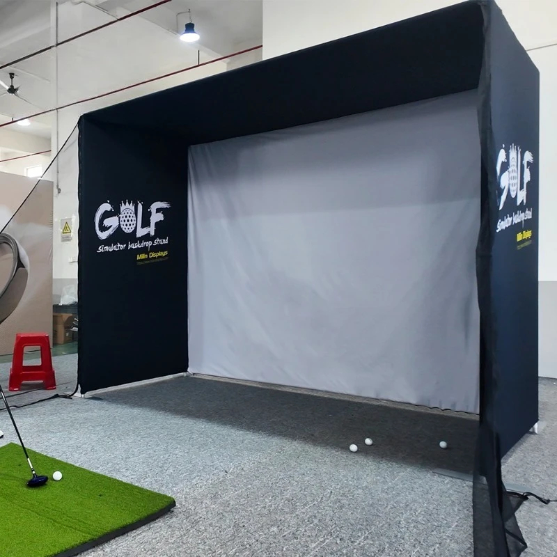 10x8ft Golf Simulator Enclosure Nets with Impact Display Screen for Indoor Outdoor Golf Practice