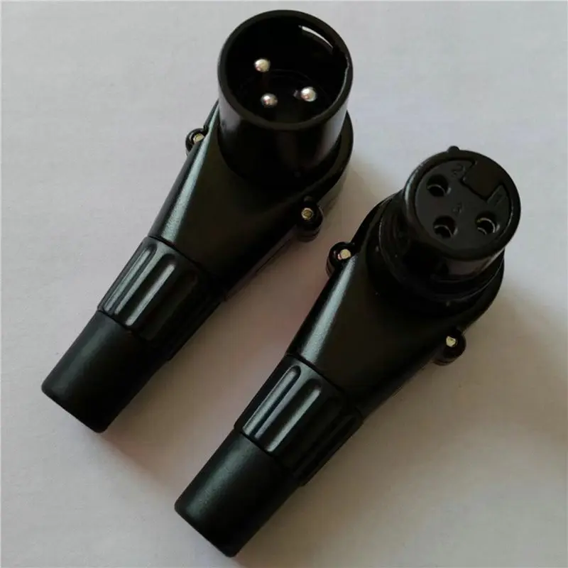 DT39 5X 3 Pin Right Angle XLR Connector Male Female Microphone Plug Audio Cable for Amplifier Stage Lighting