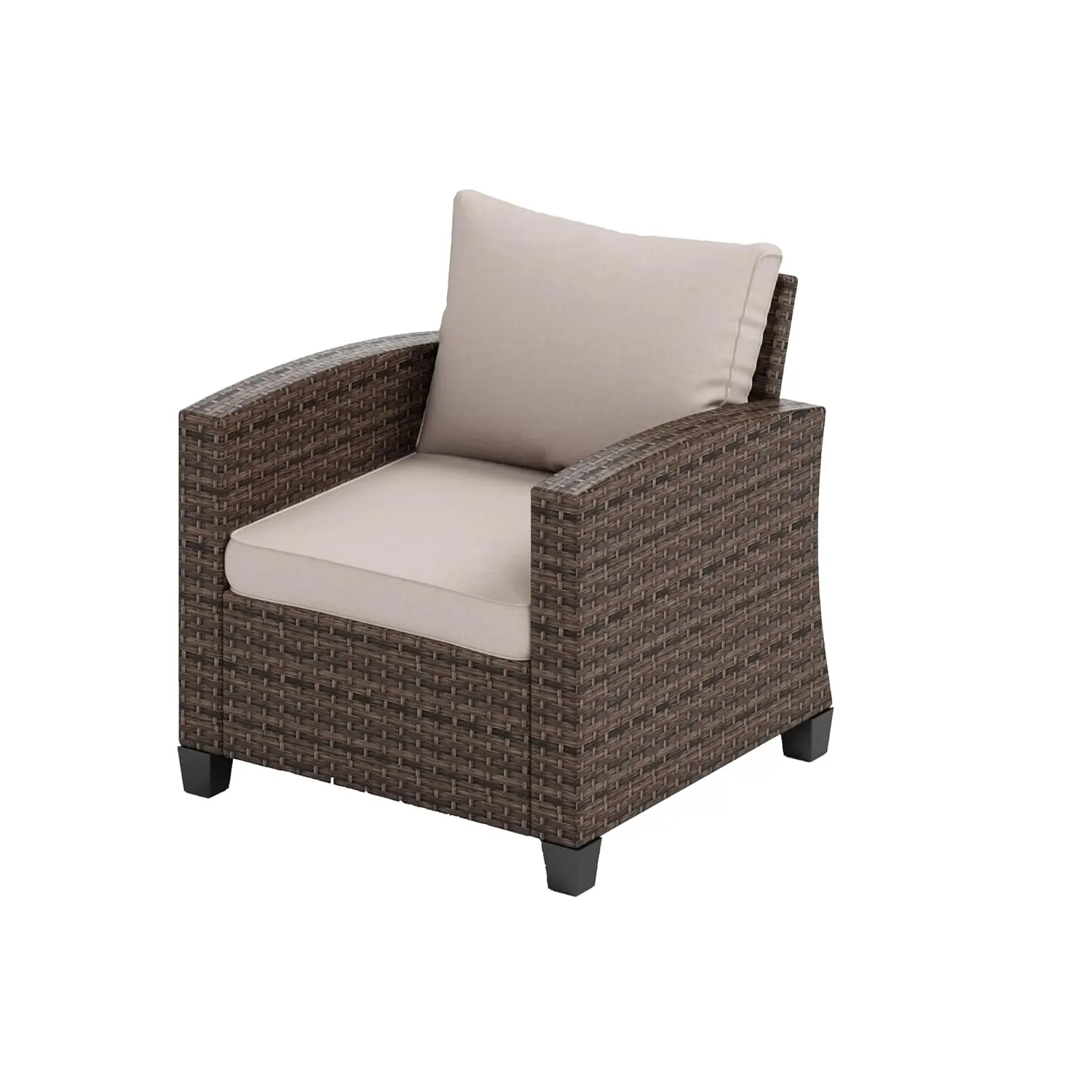 *u-2 Pieces Wicker Rattan Patio Chairs ，Outdoor Brown Premium Patio Furniture With 4" Thick Cushions For , Customized